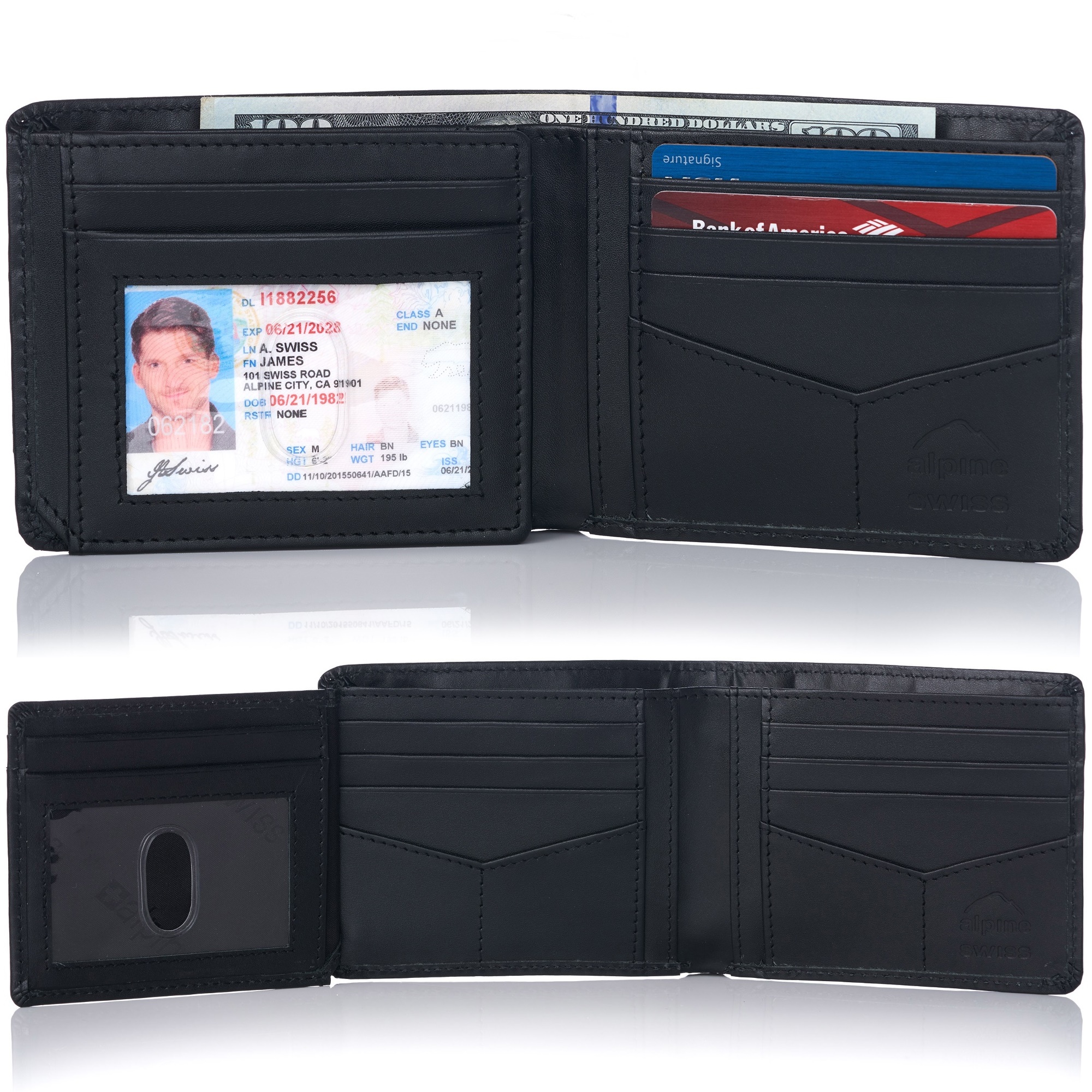 Alpine Swiss RFID Luka Men's Flip ID Wallet Deluxe Capacity ID